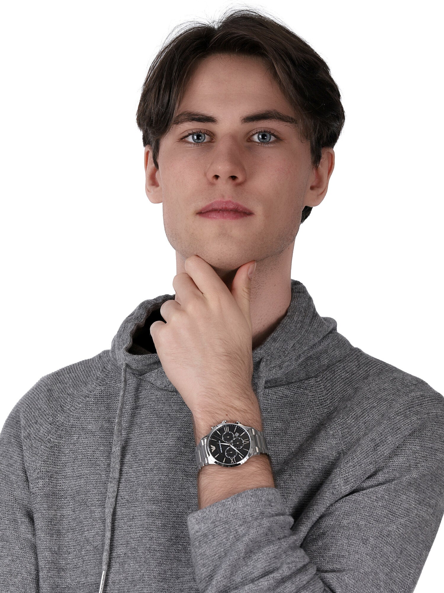  Shop Authentic Emporio Armani Giovanni Chronograph Black Dial Silver Steel Strap Watch For Men - AR11208 - Luxxuri