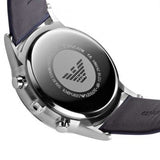  Shop Authentic Emporio Armani Renato Chronograph Blue Dial Black Leather Strap Watch For Men - AR11216 - Luxxuri