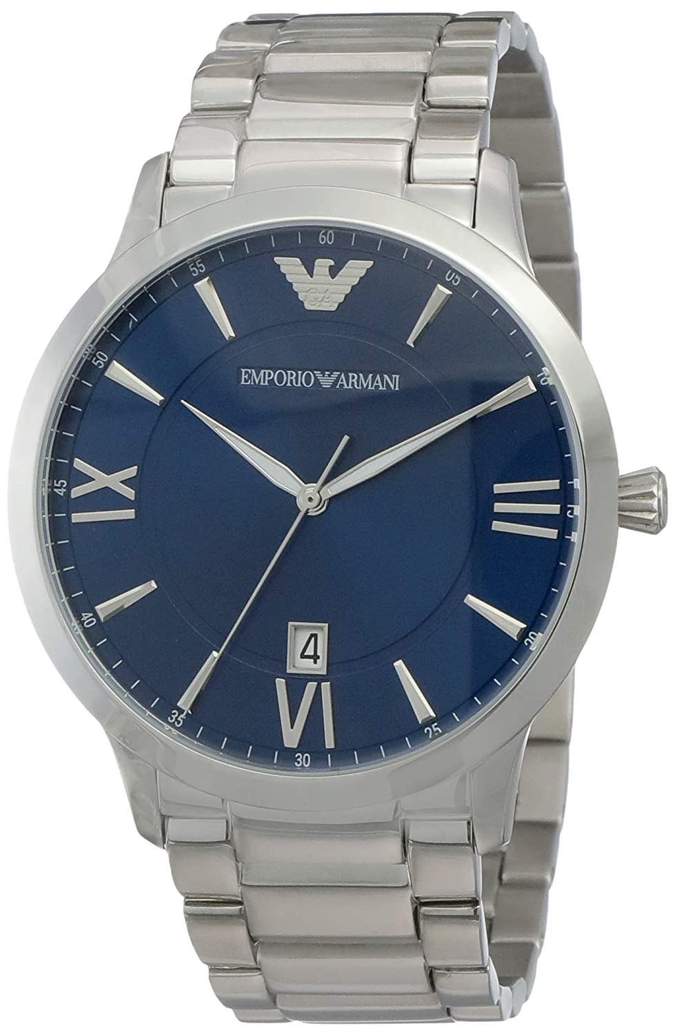 Emporio Armani Giovanni Quartz Blue Dial Silver Steel Strap Watch For Men - AR11227