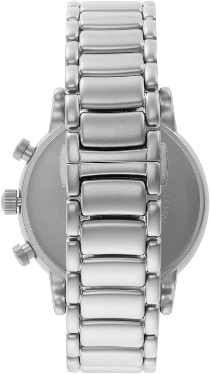 Emporio Armani Luigi Chronograph Black Dial Silver Steel Strap Watch For Men - AR11324