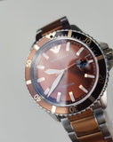  Shop Authentic Emporio Armani Diver Quartz Brown Dial Two Tone Steel Strap Watch For Men - AR11340 - Luxxuri
