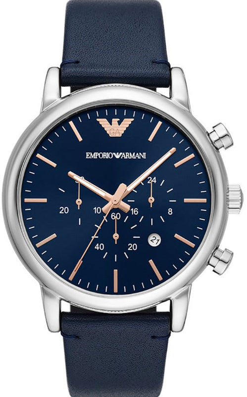  Shop Authentic Emporio Armani Luigi Chronograph Blue Dial Blue Leather Strap Watch For Men - AR11451 - Luxxuri