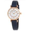  Shop Authentic Emporio Armani Gianni T-Bar Analog Mother of Pearl Dial Blue Leather Strap Watch For Women - AR11468 - Luxxuri