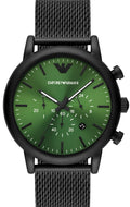  Shop Authentic Emporio Armani Luigi Chronograph Green Dial Black Mesh Bracelet Watch For Men - AR11470 - Luxxuri