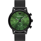  Shop Authentic Emporio Armani Luigi Chronograph Green Dial Black Mesh Bracelet Watch For Men - AR11470 - Luxxuri