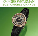  Shop Authentic Emporio Armani Rosa Two Hand Black Dial Black Leather Strap Watch For Women - AR11493 - Luxxuri