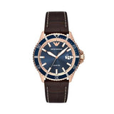  Shop Authentic Emporio Armani Pro Planet Three Hand Date Blue Dial Brown Leather Strap Watch For Men - AR11556 - Luxxuri