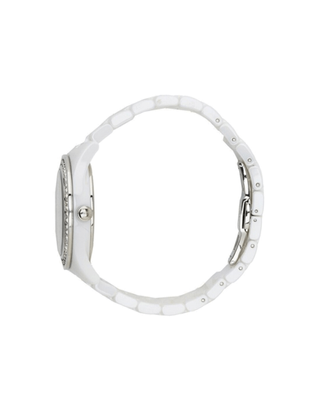 Emporio Armani Ceramica White Mother of Pearl Dial Stainless Steel Strap Watch For Women - AR1426