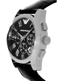  Shop Authentic Emporio Armani Valente Chronograph Black Dial Black Leather Strap Watch For Men - AR1633 - Luxxuri