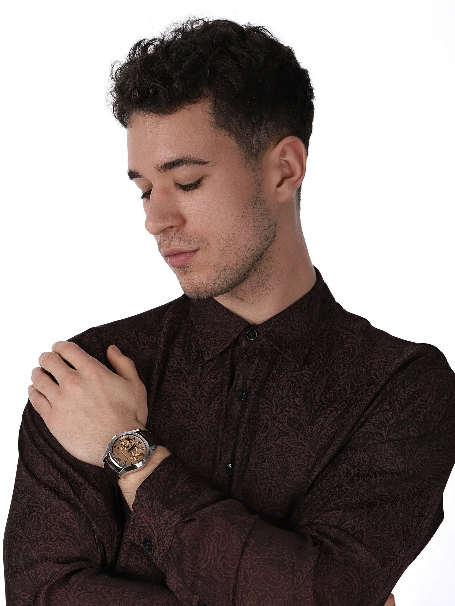  Shop Authentic Emporio Armani Valente Chronograph Amber Dial Brown Leather Strap Watch For Men - AR1634 - Luxxuri