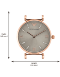 Emporio Armani Gianni T Bar Gunmetal Dial Beige Leather Strap Watch For Women - AR1681