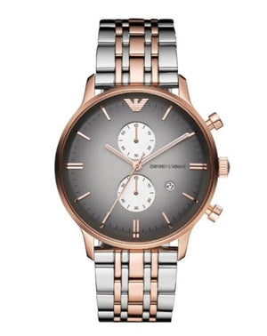  Shop Authentic Emporio Armani Gianni Chronograph Grey Dial Two Tone Steel Strap Watch For Men - AR1721 - Luxxuri