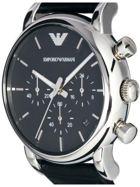  Shop Authentic Emporio Armani Classic Chronograph Black Dial Black Leather Strap Watch For Men - AR1733 - Luxxuri