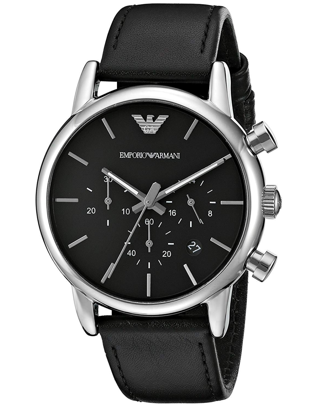  Shop Authentic Emporio Armani Classic Chronograph Black Dial Black Leather Strap Watch For Men - AR1733 - Luxxuri