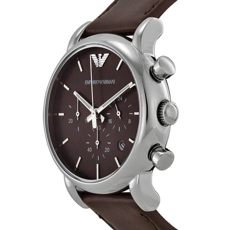  Shop Authentic Emporio Armani Classic Chronograph Brown Dial Brown Leather Strap Watch For Men - AR1734 - Luxxuri