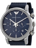  Shop Authentic Emporio Armani Luigi Chronograph Blue Dial Black Leather Strap Watch For Men - AR1736 - Luxxuri