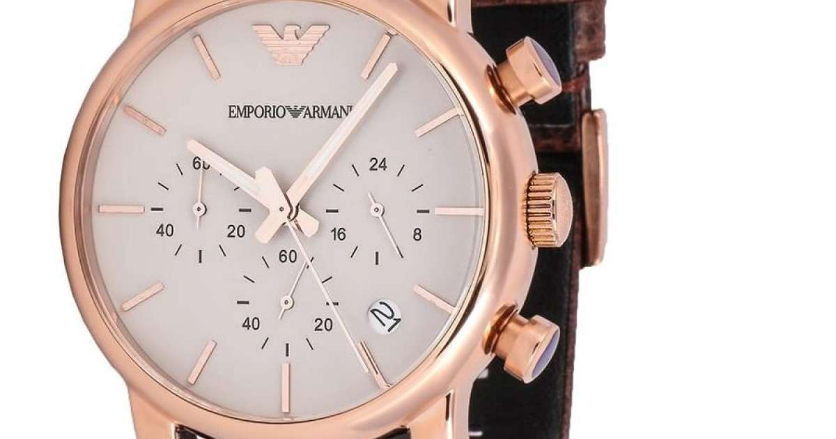 Emporio Armani Classic Chronograph White Dial Brown Leather Strap Watch For Men - AR1809