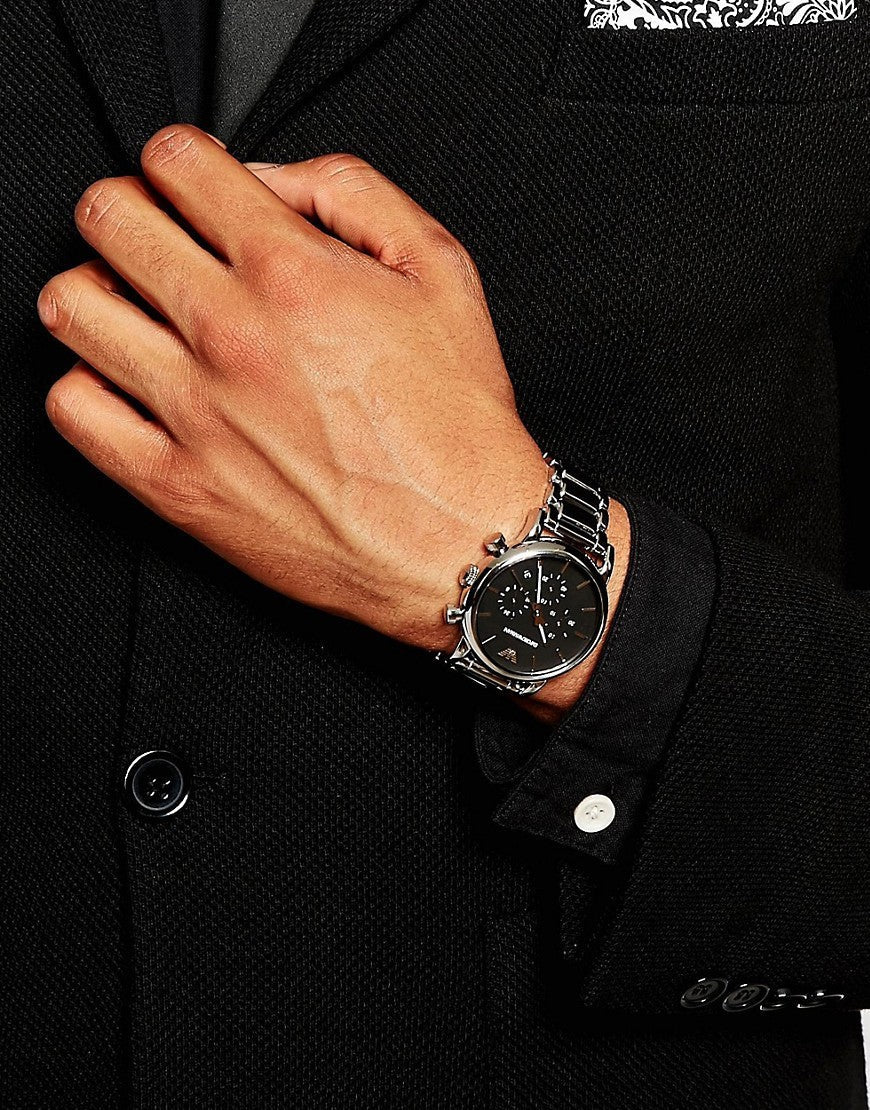  Shop Authentic Emporio Armani Chronograph Black Dial Silver Steel Strap Watch For Men - AR1853 - Luxxuri