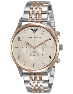  Shop Authentic Emporio Armani Beta Chronograph Grey Dial Two Tone Steel Strap Watch For Men - AR1864 - Luxxuri