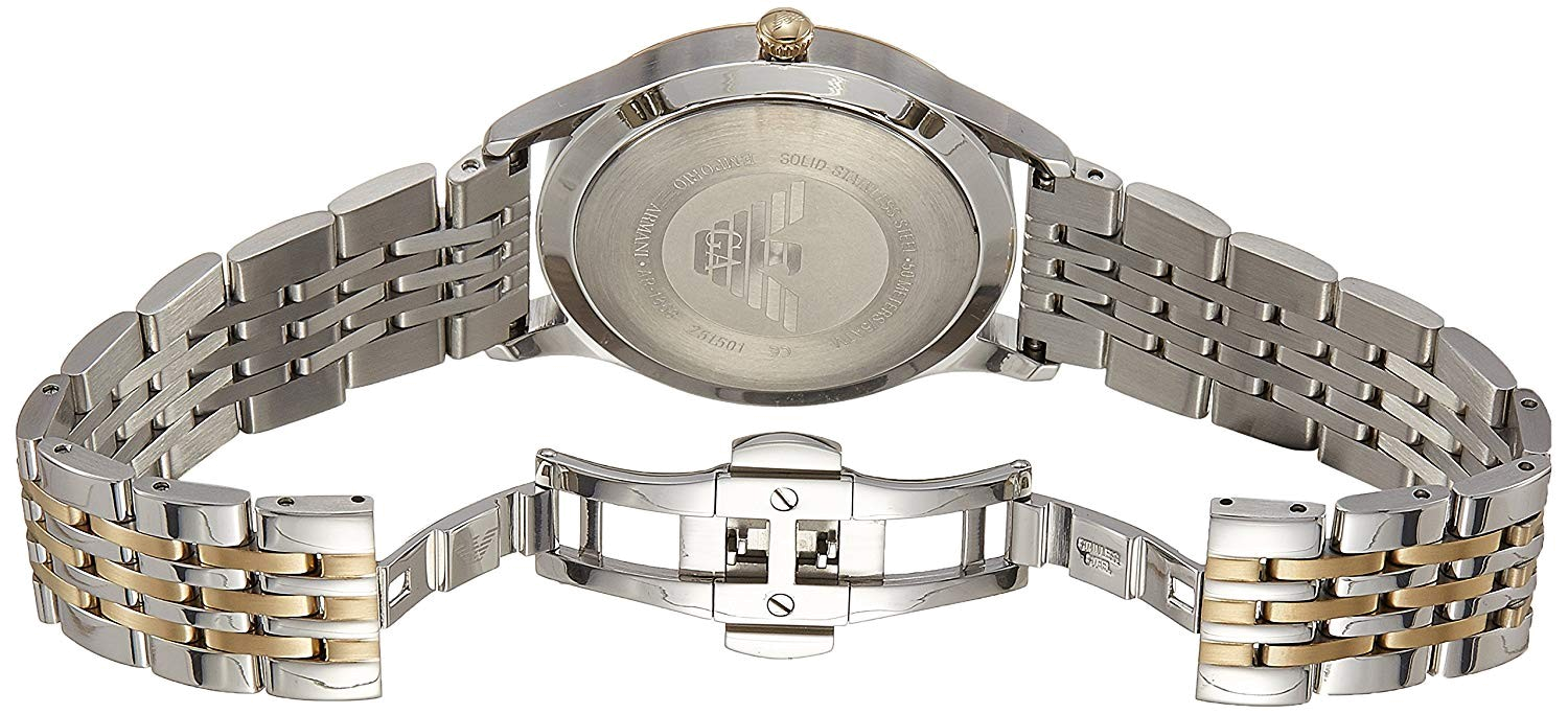  Shop Authentic Emporio Armani Classic Quartz Blue Dial Two Tone Steel Strap Watch For Men - AR1868 - Luxxuri