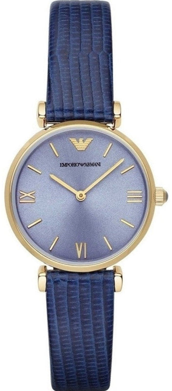  Shop Authentic Emporio Armani Gianni T Bar Blue Dial Blue Leather Strap Watch For Women - AR1875 - Luxxuri