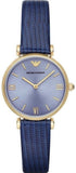  Shop Authentic Emporio Armani Gianni T Bar Blue Dial Blue Leather Strap Watch For Women - AR1875 - Luxxuri
