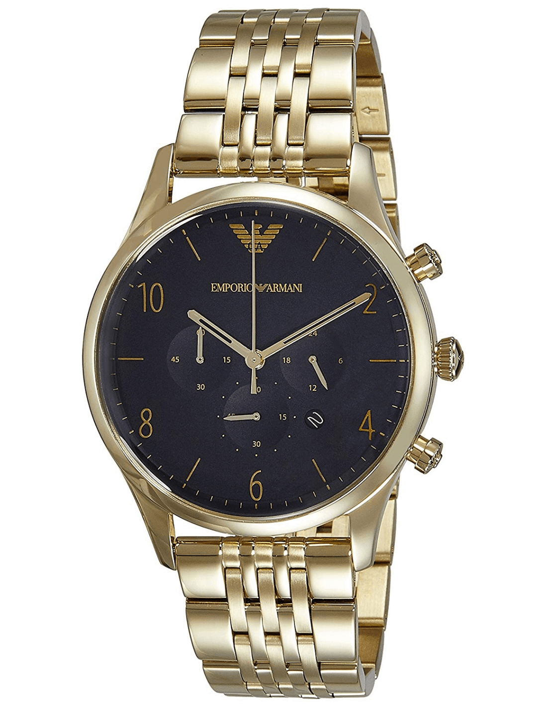  Shop Authentic Emporio Armani Classic Chronograph Black Dial Gold Steel Strap Watch For Men - AR1893 - Luxxuri