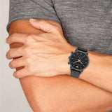  Shop Authentic Emporio Armani Dress Chronograph Black Dial Black Leather Strap Watch For Men - AR1918 - Luxxuri