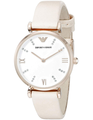  Shop Authentic Emporio Armani Gianni T Bar Quartz White Dial Beige Leather Strap Watch For Women - AR1927 - Luxxuri