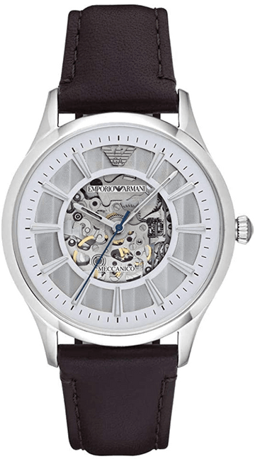  Shop Authentic Emporio Armani Meccanico White Dial Brown Leather Strap Watch For Men - AR1946 - Luxxuri