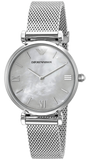  Shop Authentic Emporio Armani Gianni T Bar Mother of Pearl Dial Silver Steel Strap Watch For Women - AR1955 - Luxxuri