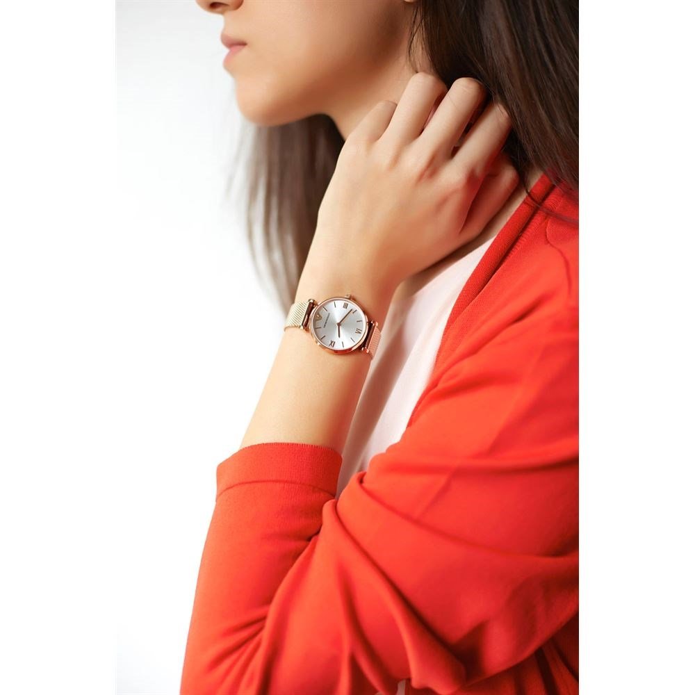  Shop Authentic Emporio Armani Retro Gold Dial Gold Mesh Bracelet Watch For Women - AR1957 - Luxxuri