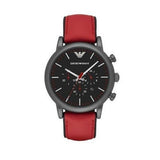  Shop Authentic Emporio Armani Luigi Chronograph Black Dial Red Leather Strap Watch For Men - AR1971 - Luxxuri