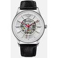  Shop Authentic Emporio Armani Meccanico Silver Skeleton Dial Black Leather Strap Watch For Men - AR2072 - Luxxuri