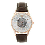  Shop Authentic Emporio Armani Epoca White Skeletal Dial Black Leather Strap Watch For Men - AR2073 - Luxxuri