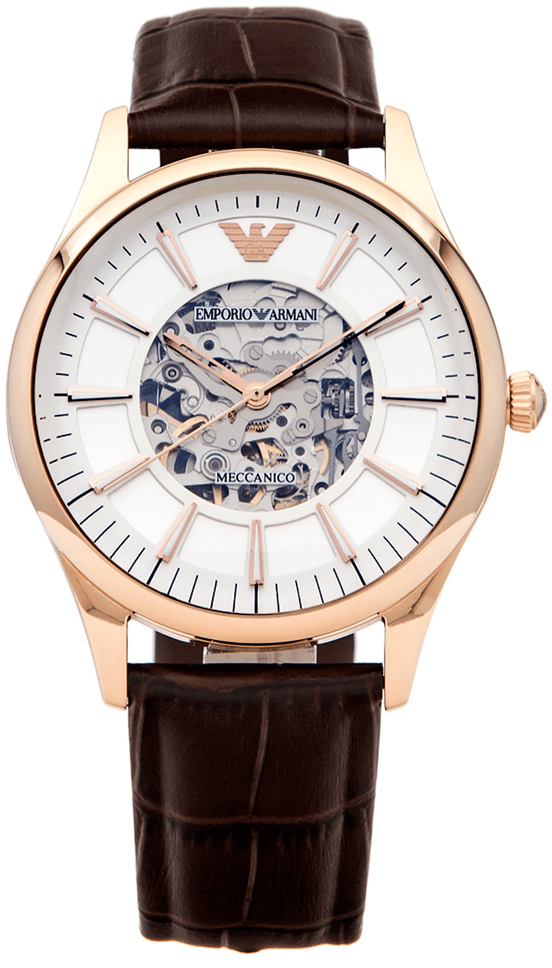  Shop Authentic Emporio Armani Epoca White Skeletal Dial Black Leather Strap Watch For Men - AR2073 - Luxxuri