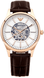  Shop Authentic Emporio Armani Epoca White Skeletal Dial Black Leather Strap Watch For Men - AR2073 - Luxxuri