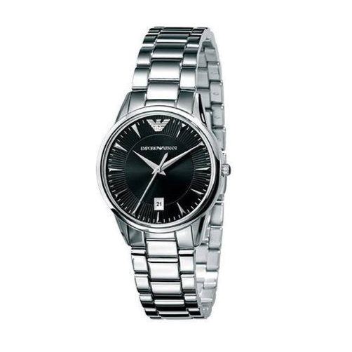 Emporio Armani Classic Quartz Black Dial Silver Steel Strap Watch For Women - AR2441