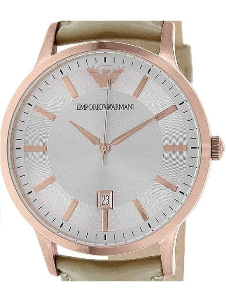  Shop Authentic Emporio Armani Classic Quartz Silver Dial Beige Leather Strap Watch For Men - AR2464 - Luxxuri