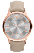  Shop Authentic Emporio Armani Classic Quartz Silver Dial Beige Leather Strap Watch For Men - AR2464 - Luxxuri