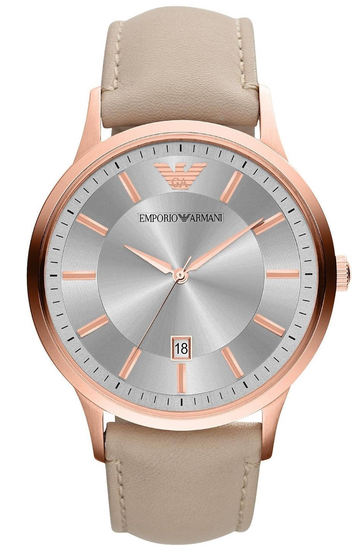  Shop Authentic Emporio Armani Classic Quartz Silver Dial Beige Leather Strap Watch For Men - AR2464 - Luxxuri