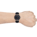 Emporio Armani Renato Analog Blue Dial Black Leather Strap Watch For Men - AR2506
