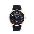 Emporio Armani Renato Analog Blue Dial Black Leather Strap Watch For Men - AR2506