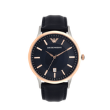  Shop Authentic Emporio Armani Renato Analog Blue Dial Black Leather Strap Watch For Men - AR2506 - Luxxuri