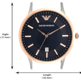  Shop Authentic Emporio Armani Renato Analog Blue Dial Black Leather Strap Watch For Men - AR2506 - Luxxuri