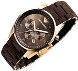  Shop Authentic Emporio Armani Sportivo Chronograph Brown Dial Brown Silicone Strap Watch For Men - AR5891 - Luxxuri