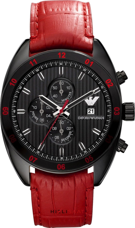  Shop Authentic Emporio Armani Sportivo Chronograph Black Dial Red Leather Strap Watch For Men - AR5918 - Luxxuri