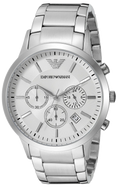 Emporio Armani Sportivo Chronograph Silver Dial Silver Steel Strap Watch For Men - AR5963