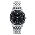  Shop Authentic Emporio Armani Tazio Chronograph Black Dial Silver Steel Strap Watch For Men - AR5988 - Luxxuri