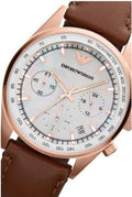  Shop Authentic Emporio Armani Sportivo Chronograph White Dial Brown Leather Strap Watch For Men - AR5996 - Luxxuri